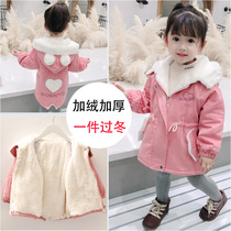 Girls  coat autumn and winter 2020 new childrens foreign style flannel cotton coat princess female baby winter thickened top