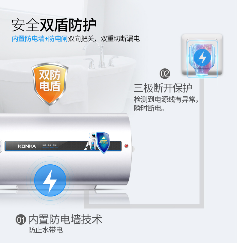 Cho thuê phòng tắm nước nóng điện gia đình Konka / 康佳 DSZF-KA06-40 với 40L nhỏ - Máy đun nước giá máy nóng lạnh
