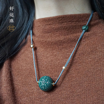 Liangji art good luck beads series Alashan Agate necklace beads 23mm handmade neck ornaments