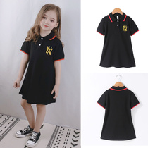  2020 summer new Korean girls slim polo dress large childrens short-sleeved mid-length college skirt