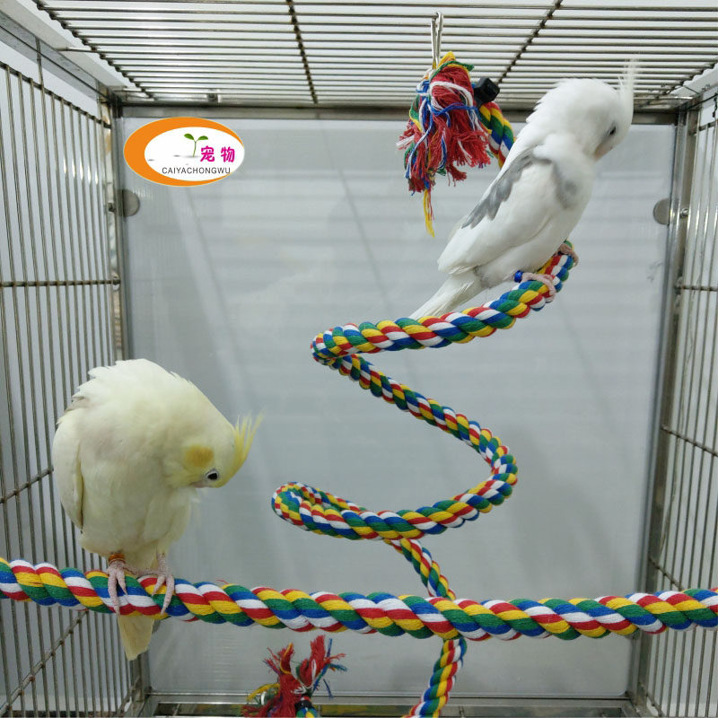 Parrot toy supplies cotton rope bird toy climbing rope spiral ladder ring hanging rope Xuanfeng toy supplies full set