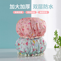 Double waterproof bath cap adult female section hair hood shower headgear hat bath hair set anti-smoke hair cap bath