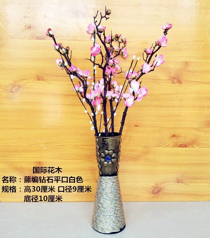 . Mô phỏng giỏ hoa bằng nhựa chậu hoa bình hoa dệt bình hoa tre trắng trang trí hoa khô bằng sắt rèn hoa - Vase / Bồn hoa & Kệ