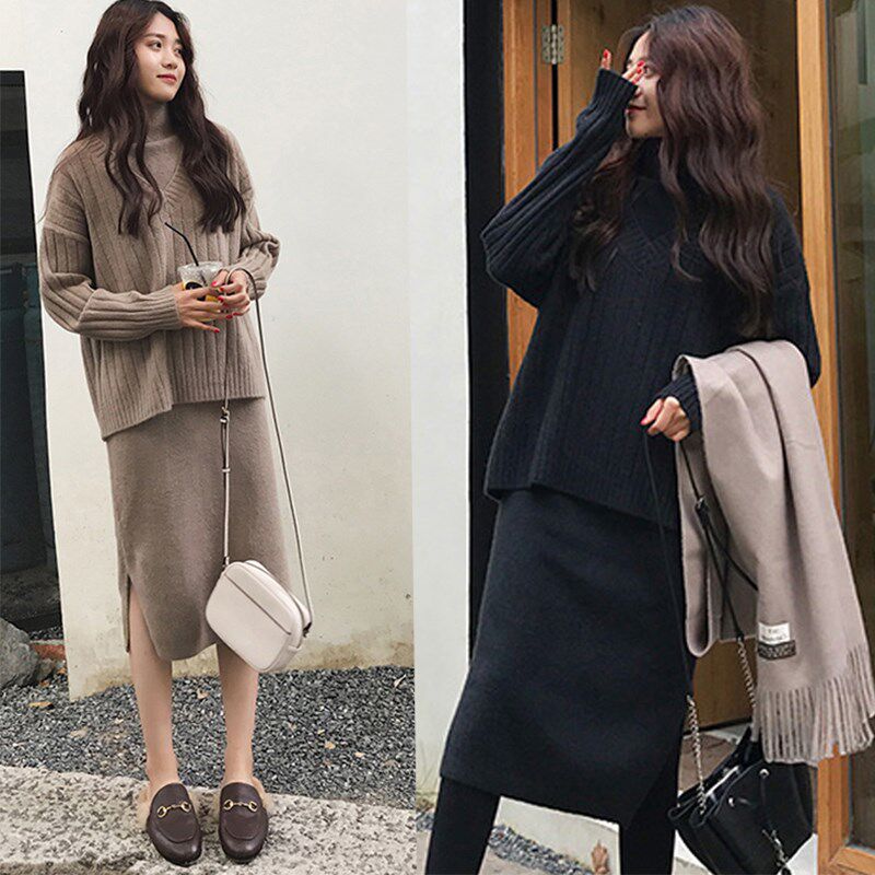 大码女装秋装胖mm遮肚洋气显瘦胖两件套装毛衣针织衫打底连衣裙|ruв категории Женская одежда, женской одежды - от Buy2taobao.com для оказания профессиональной услуги покупки агента Taobao