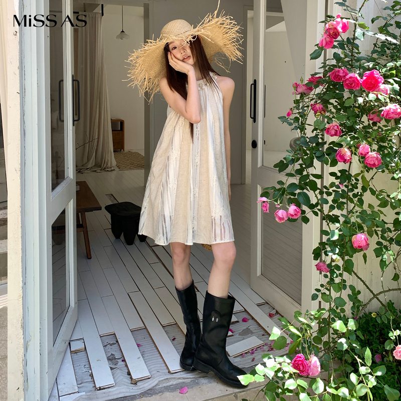Andanything Wandering Lace Tassel Halter Babydoll Dress Women's 26 Summer Missas Buyer's Store