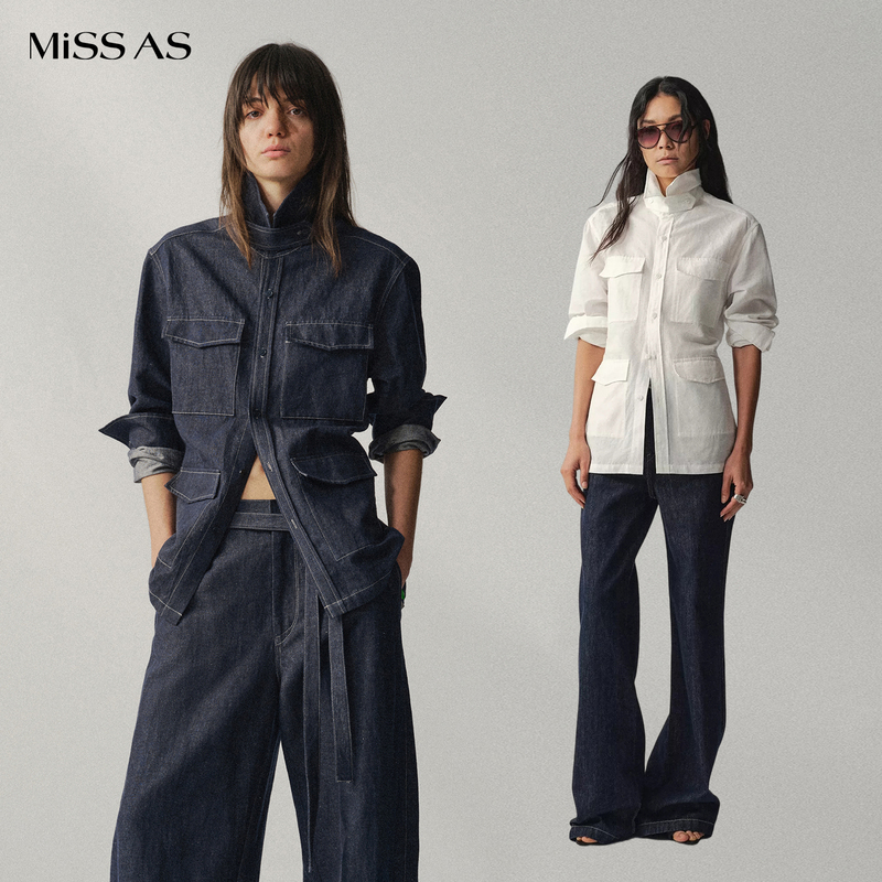 [in Stock] Liegee Denim Blue Lapel Wilderness Hunting Shirt Jacket Top Missas Buyer Store