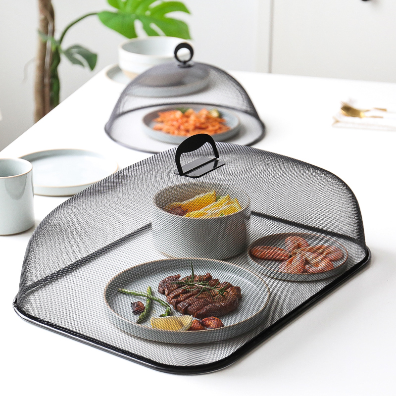 Stainless Steel Cover Vegetable Hood Summer New Enlarge Oblong Encrypted Mesh Vegetable Lid Food Hood Home Fly Prevention