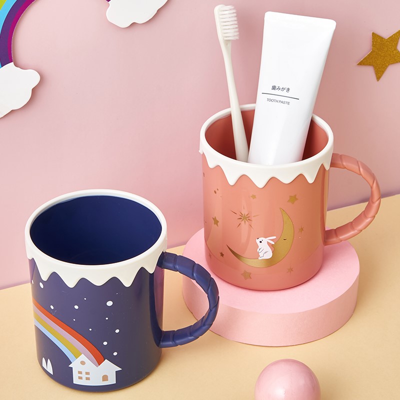 Children's mouthwash cup girl tooth cup net red money boy cute creative wash cup plastic with handle toothbrushing cup