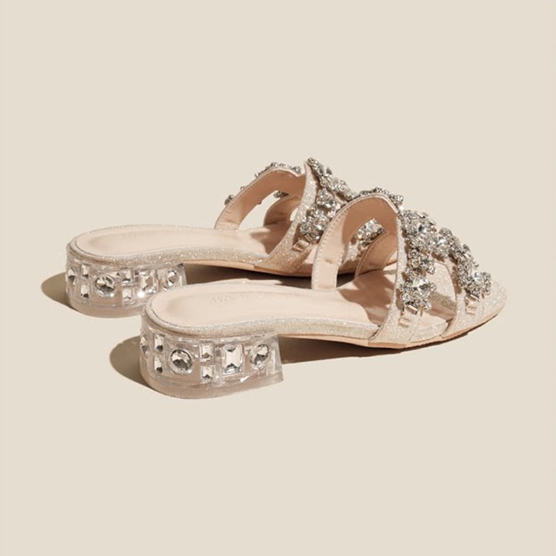 Michael Kimi Beach Fashion Chunky Heel Slip-On Sandals for Women 2026 Summer New Casual Seaside High Heel Slippers