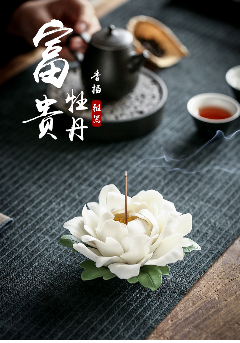 By zen ceramic incense inserted a household lotus fragrance perfume tray of peony Chinese tea taking is placed By hand