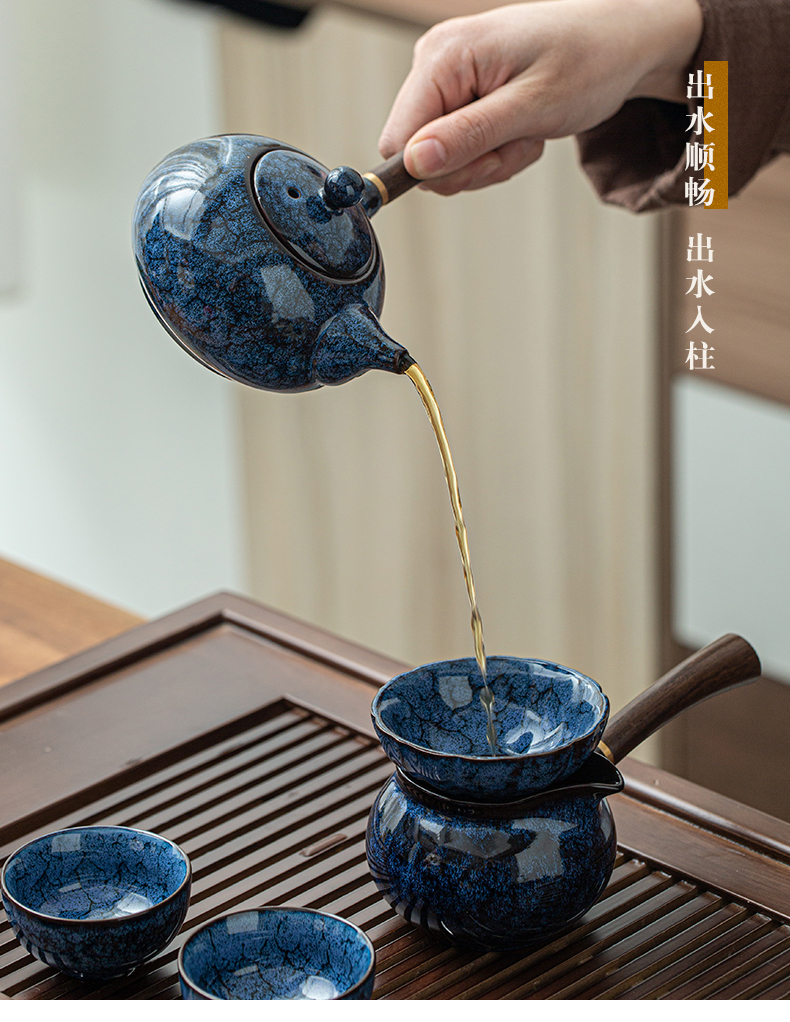 By variable kung fu tea sets temmoku glaze teacup tureen wiredrawing home office make tea with a gift