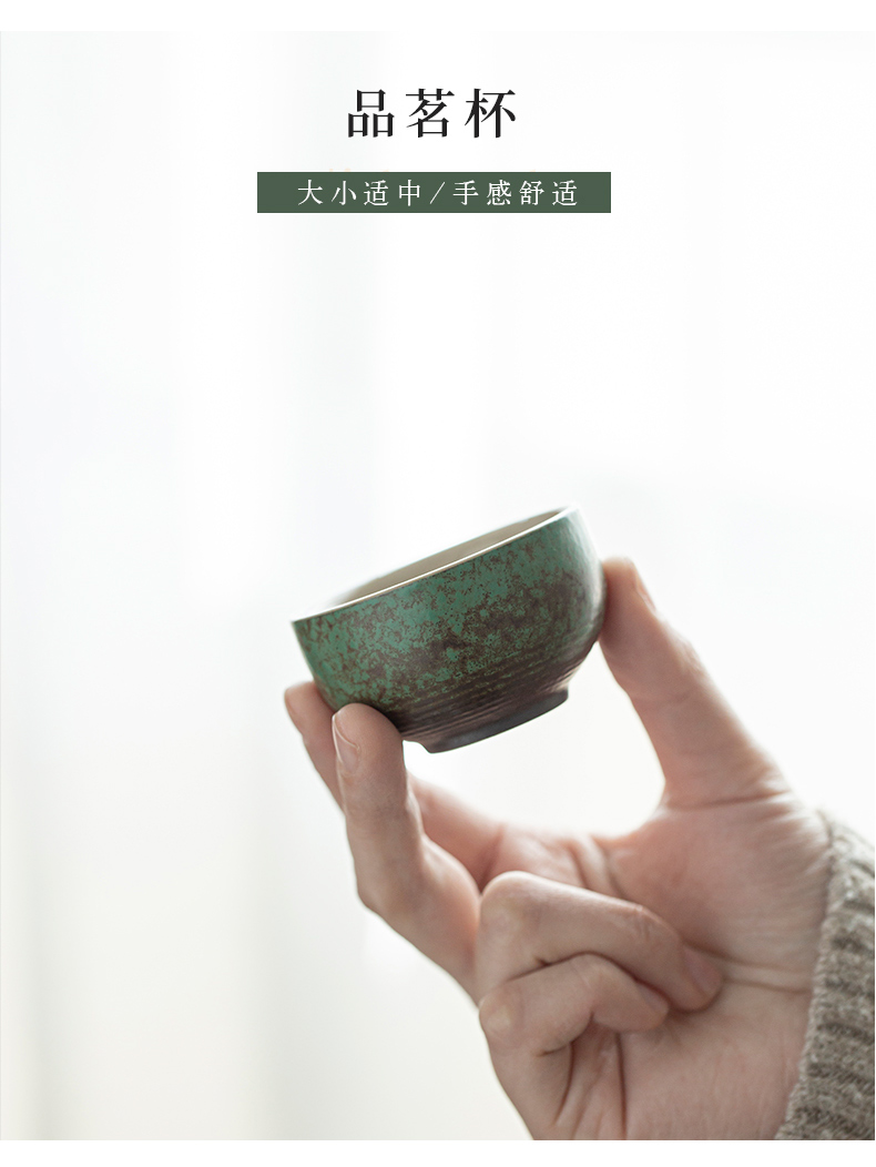 By grass green tea kungfu tea set suit household Japanese zen contracted ceramic cups tea tray gifts