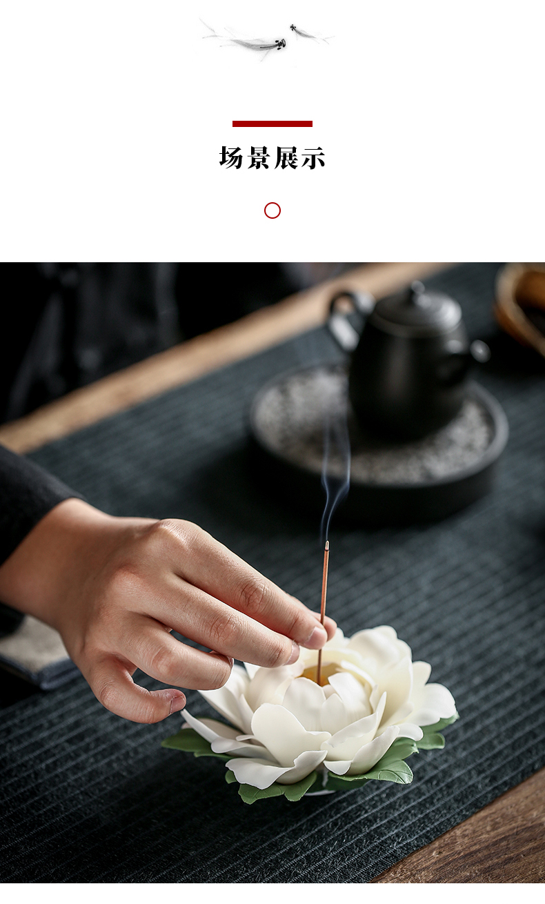 By zen ceramic incense inserted a household lotus fragrance perfume tray of peony Chinese tea taking is placed By hand