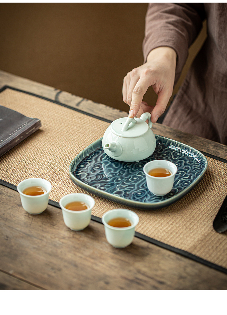 By Japanese kung fu tea set four cups three cups of small portable bag in a pot of suit custom ceramic crack cup