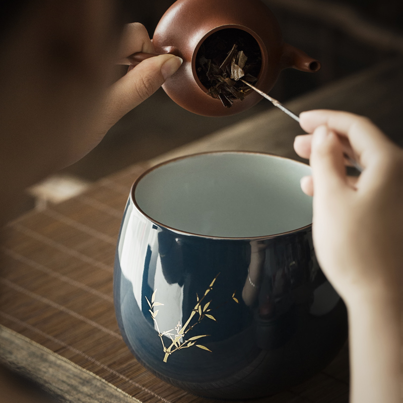 By Japanese tea dishes in hot coarse pottery cylinder cup size writing brush washer from kung fu tea set dry wash to fittings of mercifully method