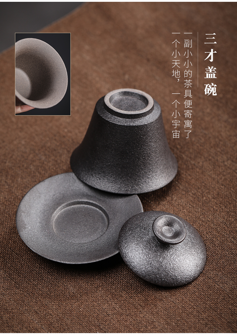 By Japanese kung fu tea set tea tray household contracted ceramic cups of a complete set of coarse pottery teapot tea set