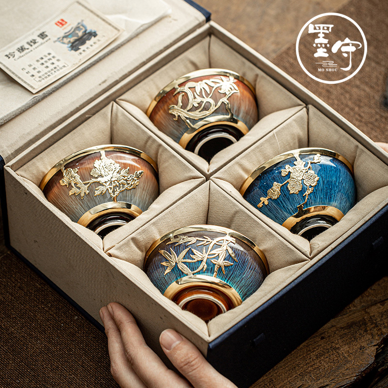 By jingdezhen an inset jades kung fu tea cup gold small sample tea cup By patterns built drawing masters cup