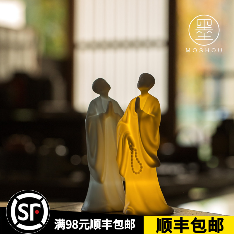 Mercury Dehua white porcelain Chinese Zen is not like small monk tea pet piece ceramic Bo - shelf library decoration