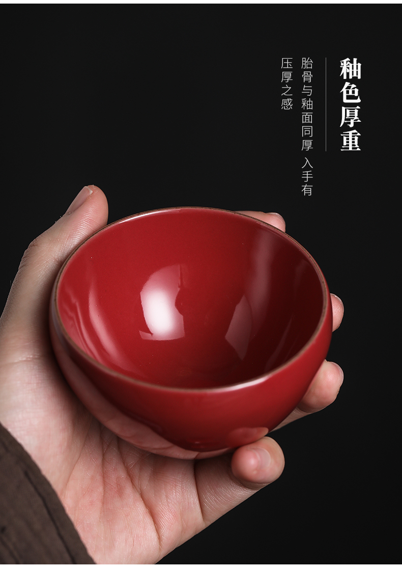 By both red guanyao tea master cup single cup sample tea cup kung fu ceramic cups and move large - sized restoring ancient ways