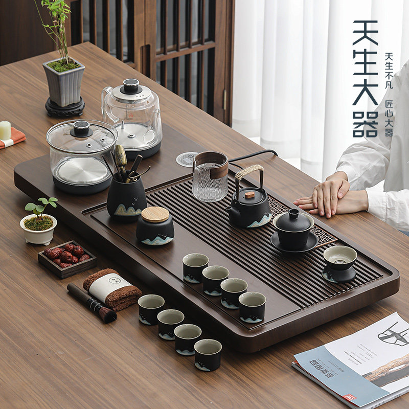 Natural Large Instrumental Home Tea Set Whole Set Intelligent Tea Tray Suit Fully Automatic and High-end Office Guest Tea Desk-Taobao