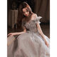 Temperament evening dress female 2022 new high-end niche celebrity host dress fairy vocal music art test long skirt