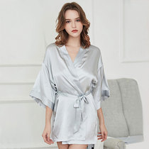 Real Silk Sleepwear Womens Summer Thin Bathrobe Sauna Silk Sexy Lady Ice Silk Pyjamas Can Outwear Sleeping Pyjamas home clothes