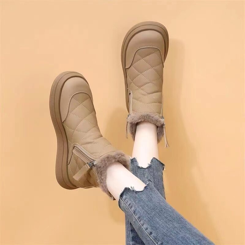 Zhang Kaili Women's Snow Boots 2025 New Winter Fleece-Lined Thickened Non-Slip Waterproof Cotton Boots for Middle-Aged and Elderly Women