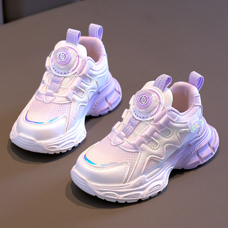Girls' Sneakers 2025 Autumn and Winter New Running Children's Shoes with Twist Buckle, Princess Style for Girls, Student Dad Shoes, Mesh Shoes