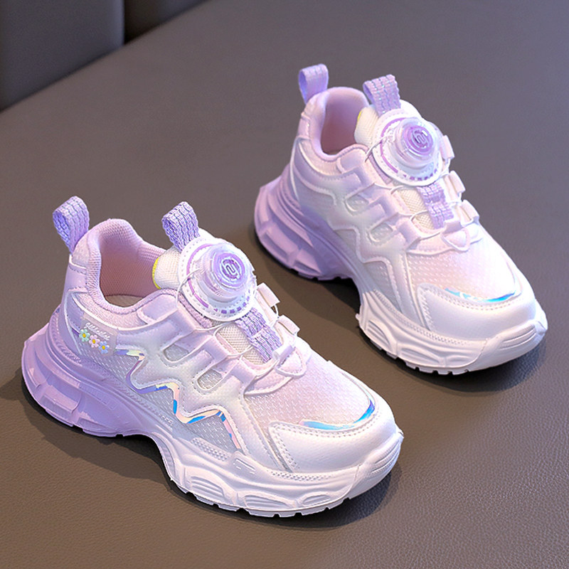 Girls' Sneakers 2025 Autumn and Winter New Running Children's Shoes with Twist Buckle, Princess Style for Girls, Student Dad Shoes, Mesh Shoes