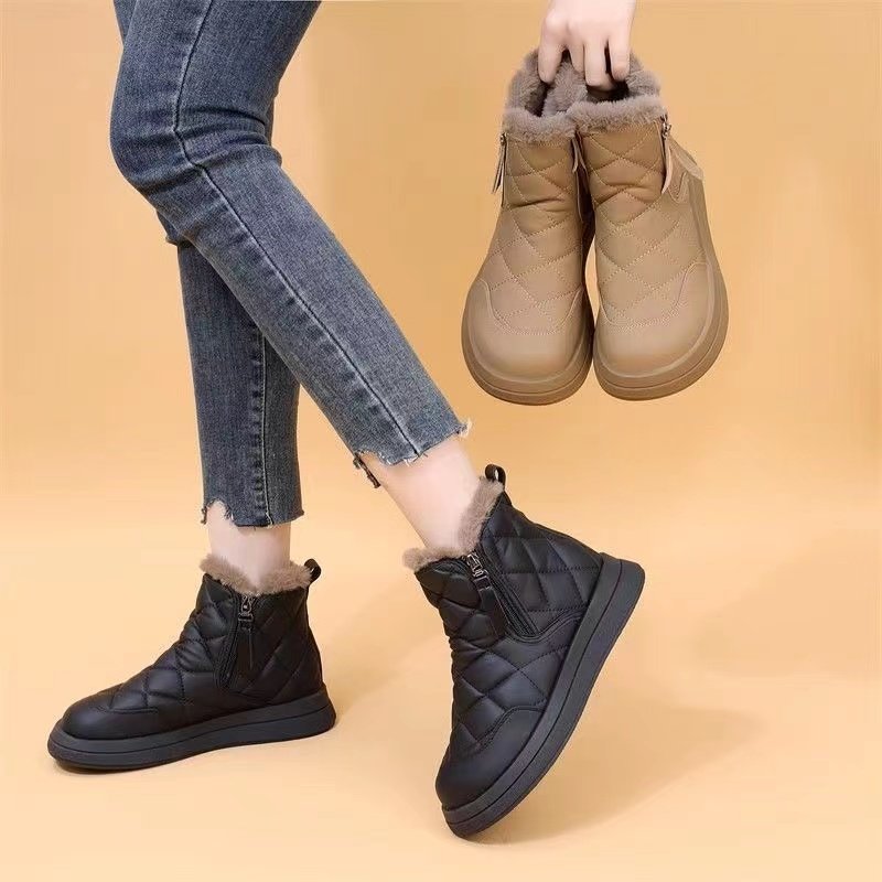 Zhang Kaili Women's Snow Boots 2025 New Winter Fleece-Lined Thickened Non-Slip Waterproof Cotton Boots for Middle-Aged and Elderly Women