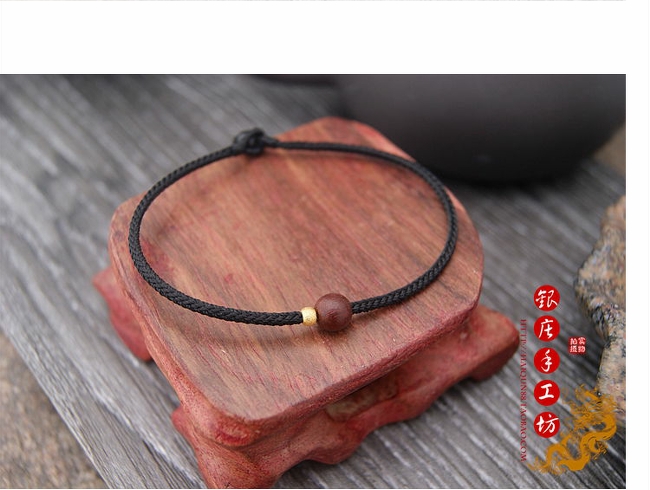Tránh ác, ngăn chặn nhân vật phản diện, may mắn, gỗ đàn hương dệt bằng tay, vàng 24k, năm đỏ, dây đỏ, vòng tay, vòng chân - Vòng chân lắc chân vàng pnj