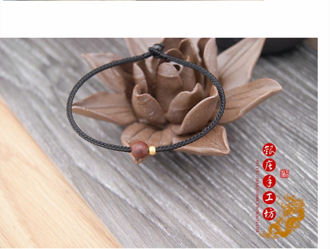 Tránh ác, ngăn chặn nhân vật phản diện, may mắn, gỗ đàn hương dệt bằng tay, vàng 24k, năm đỏ, dây đỏ, vòng tay, vòng chân - Vòng chân lắc chân vàng pnj