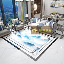 New Chinese entry door Living room Xuanguan into the family parquet tiles 800x800 simplified and elegant atmosphere landscape map Shaped Tiles