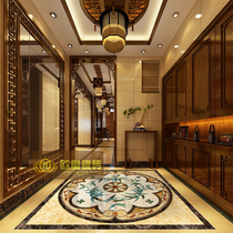 Set for a European-style pattern entry into the family Genguan Styling Floor Tiles Luxury New Chinese Warm Yellow Cozy Living Room Parquet Tiles