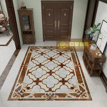 Fa-style luxury living room parquet floor tiles Villa Self-built Room Entrance Doors of the family House Brick Doors Hall Restaurant Styling Tiles