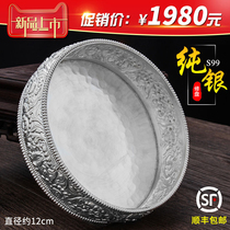 Tibetan sterling silver Manza S99 silver handmade man tea tray home worship eight auspicious Manza medium 12cm