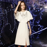 Белое цветное элитное вечернее платье, юбка, изысканный стиль, яркий броский стиль, подходит для подростков