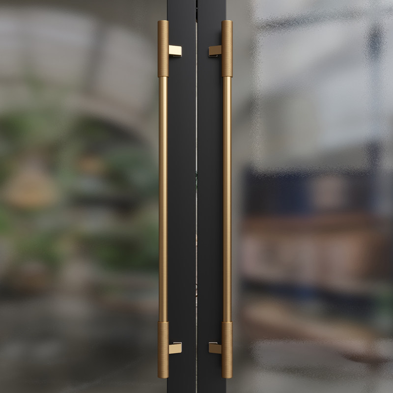 Minimalist glass door handle light lavish hotel folk character creative with frame push-pull Chinese solid wood door handle side