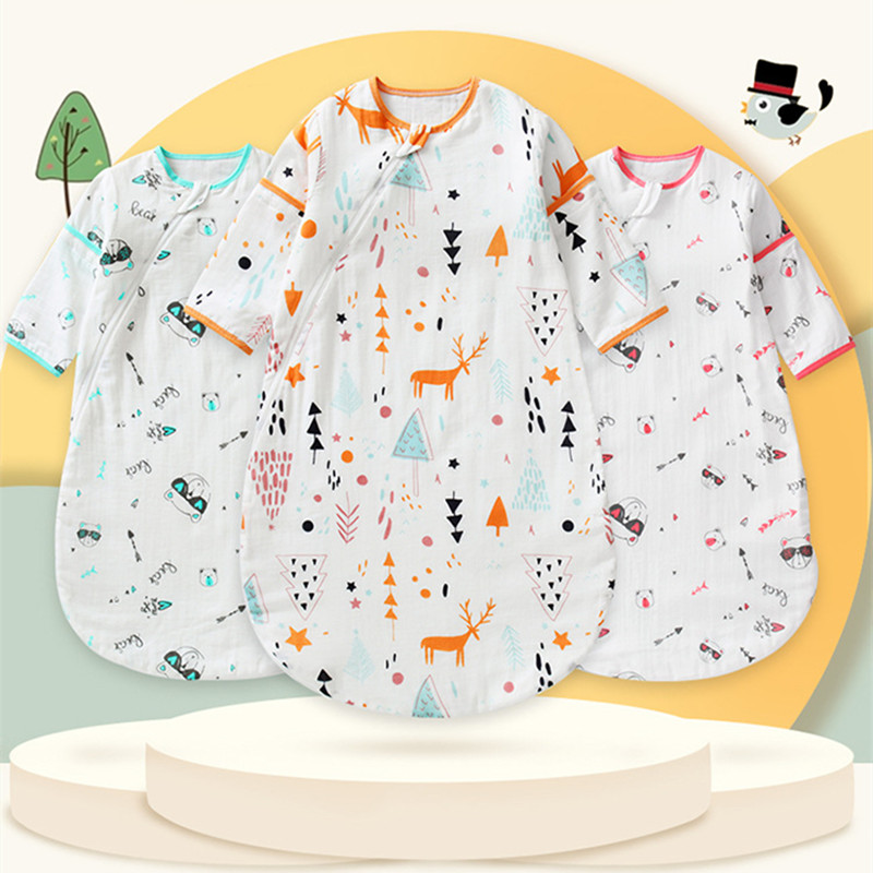 Spring and autumn baby anti-shock summer sleeping bag children's baby anti-shock sleeping artifact newborn cotton gauze