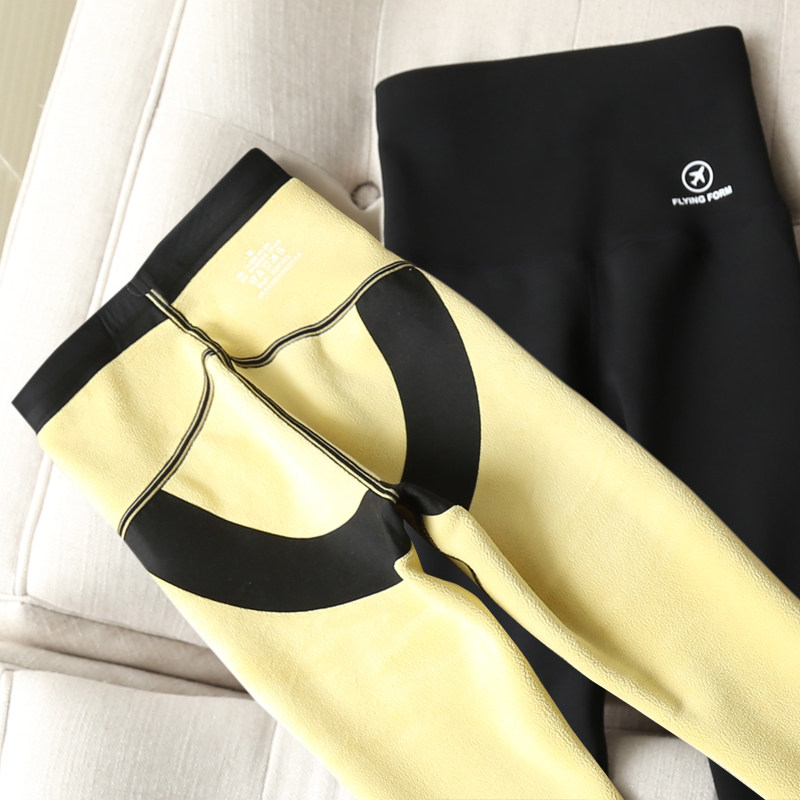 Barbie shark leggings women's outerwear tight pressure thin legs autumn and winter high waist thickened lamb velvet nine points black pants women