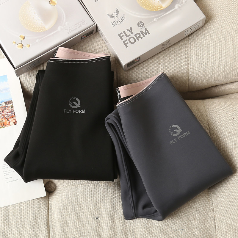 Shark skin bottle female wear tight high waist and hips to keep warm autumn and winter Barbie pants thicker and plus