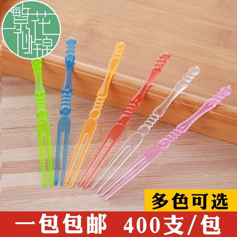 Complex Flowers specities 400 Bamboo Festivals Plastic Disposable Fruit Forks Independently Loaded Fruit Sign Cake Snack for Eat Fork