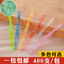 Complex Flowers specities 400 Bamboo Festivals Plastic Disposable Fruit Forks Independently Loaded Fruit Sign Cake Snack for Eat Fork