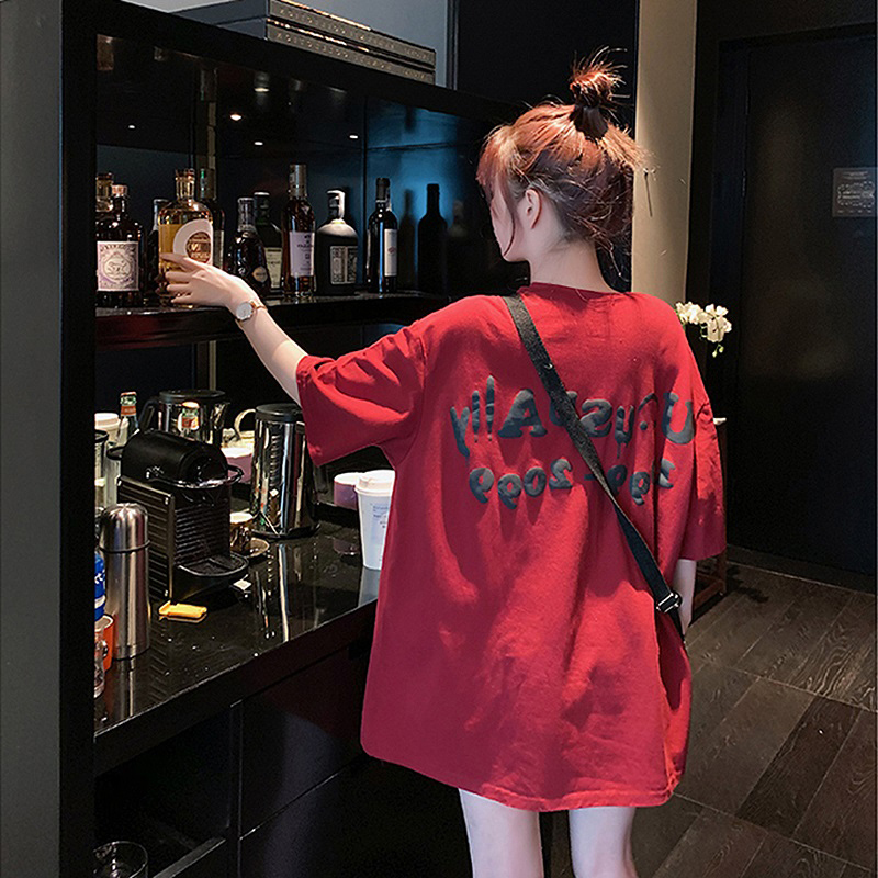 Red Short-Sleeved T-Shirt for Women, 2026 New Trendy Brand, Summer Design, Niche, Oversized, Loose, Pure Cotton Top Red Short-Sleeved T-Shirt for Women, 2026 New Trendy Brand, Summer Design, Niche, Oversized, Loose, Pure Cotton Top
