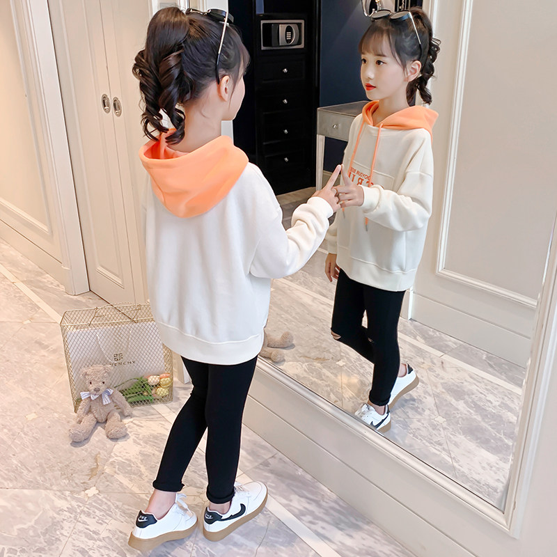Girl's thick T-shirt Spring and Autumn Ocean sends 2022 new children Korean version of the hat to the undershirt CUHK Tong Bo Thin White Blouse