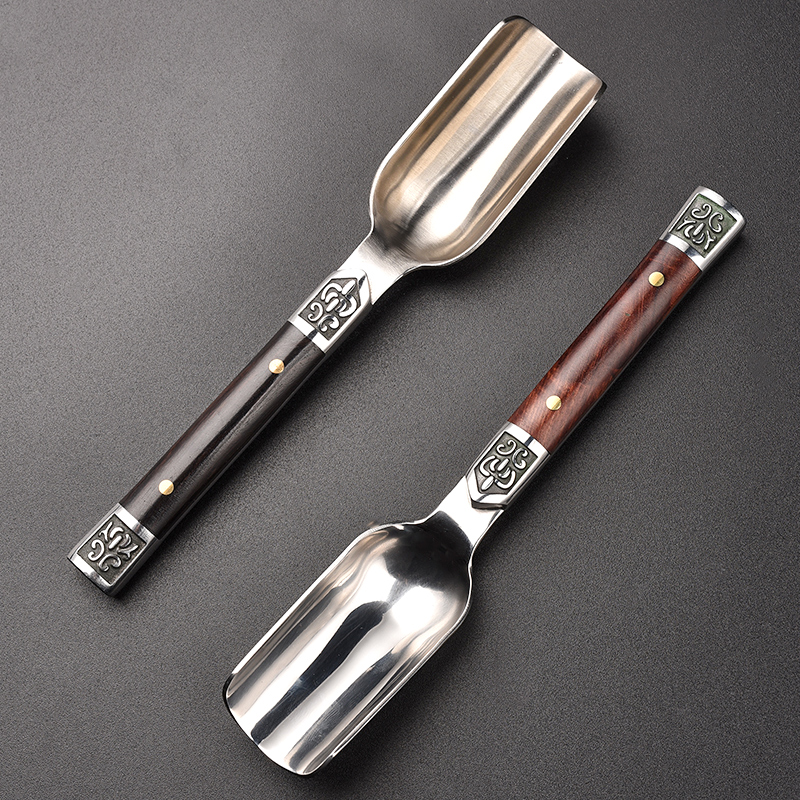 Away Instrumental Idea Damascus Tea Spoon Tea Spade Single Stainless Steel Home Teaspoon Kongfu Tea Accessories Take Tea-Taobao