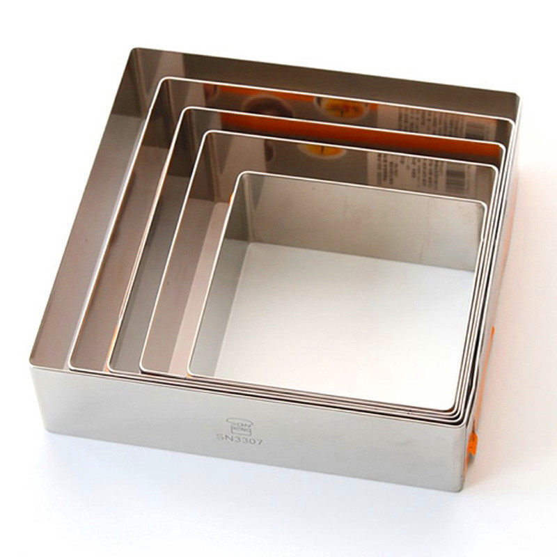 Stainless steel square three-energy mousse ring 6 inches 8 inches 10 inches square cutting mold Tiramisu cheesecake mold