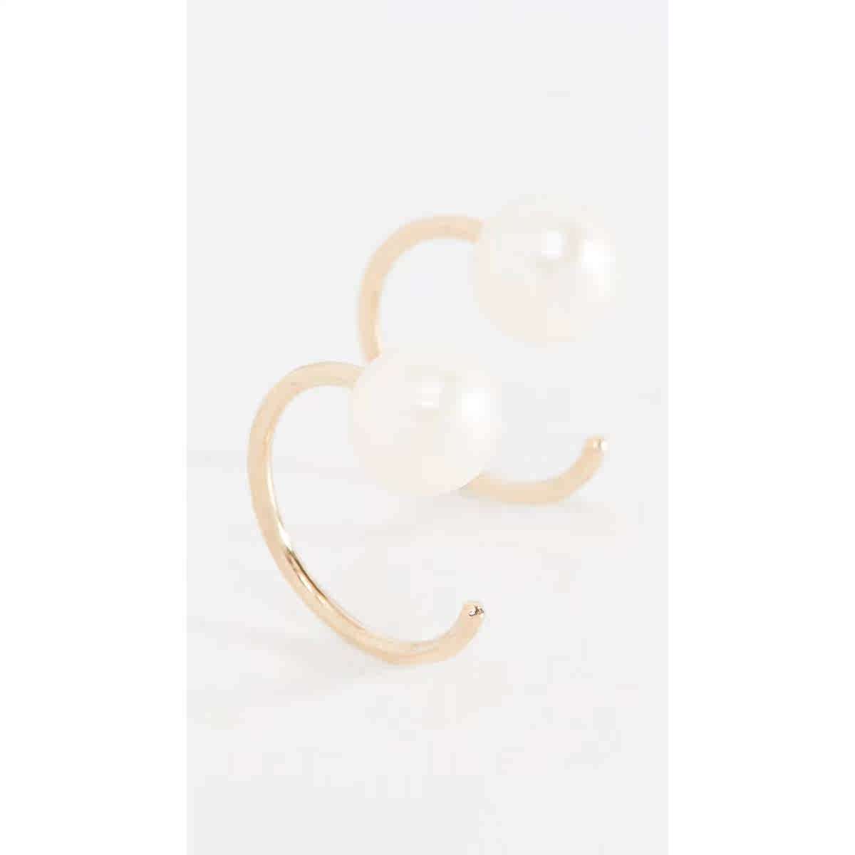 Zouël Chicco 14k gold freshwater bacon pearl stickup earrings 2022 new spring summer ladies luxury