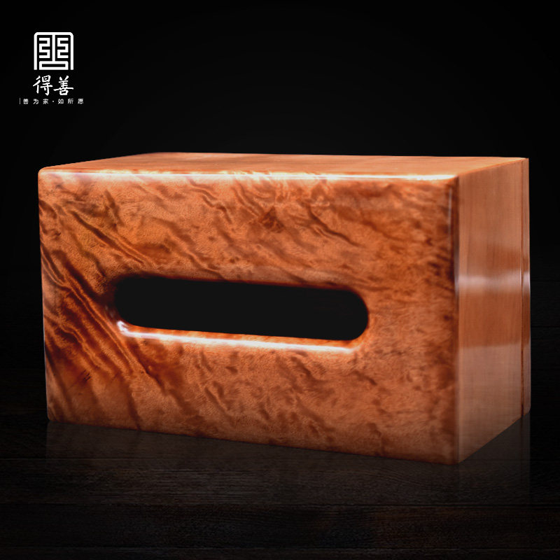 Redwood Tissue Box Living Room Bedroom Restaurant Car Cabinet Pumped Towels Box Creative Gifts Customized