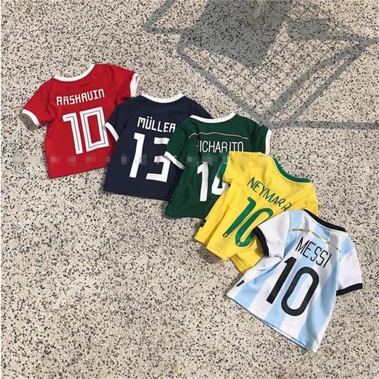 2018 chàng trai và cô gái ngắn tay Xia Meixi World Cup t-shirt máu quần áo bóng đá gia đình mặc triều một gia đình ba